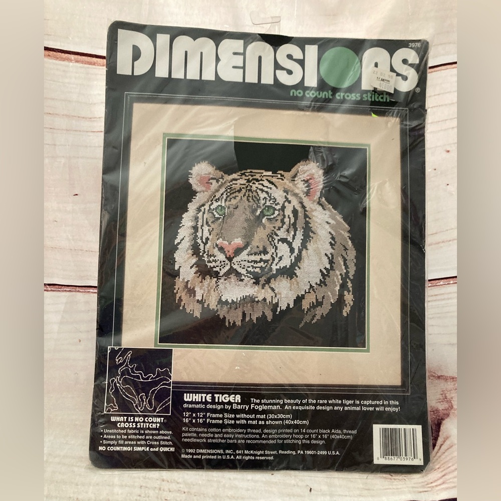White tiger no count cross stitch kit-Dimentions